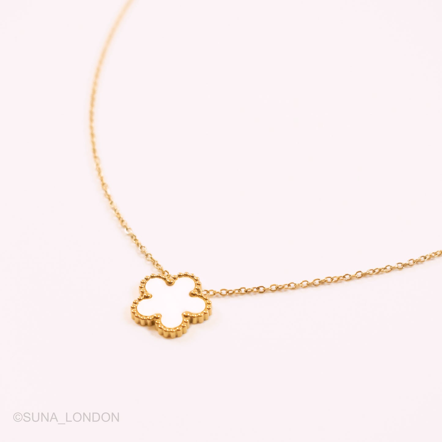 Single White Clover Necklace