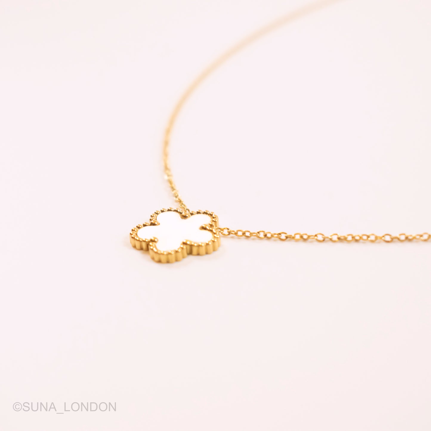 Single White Clover Necklace