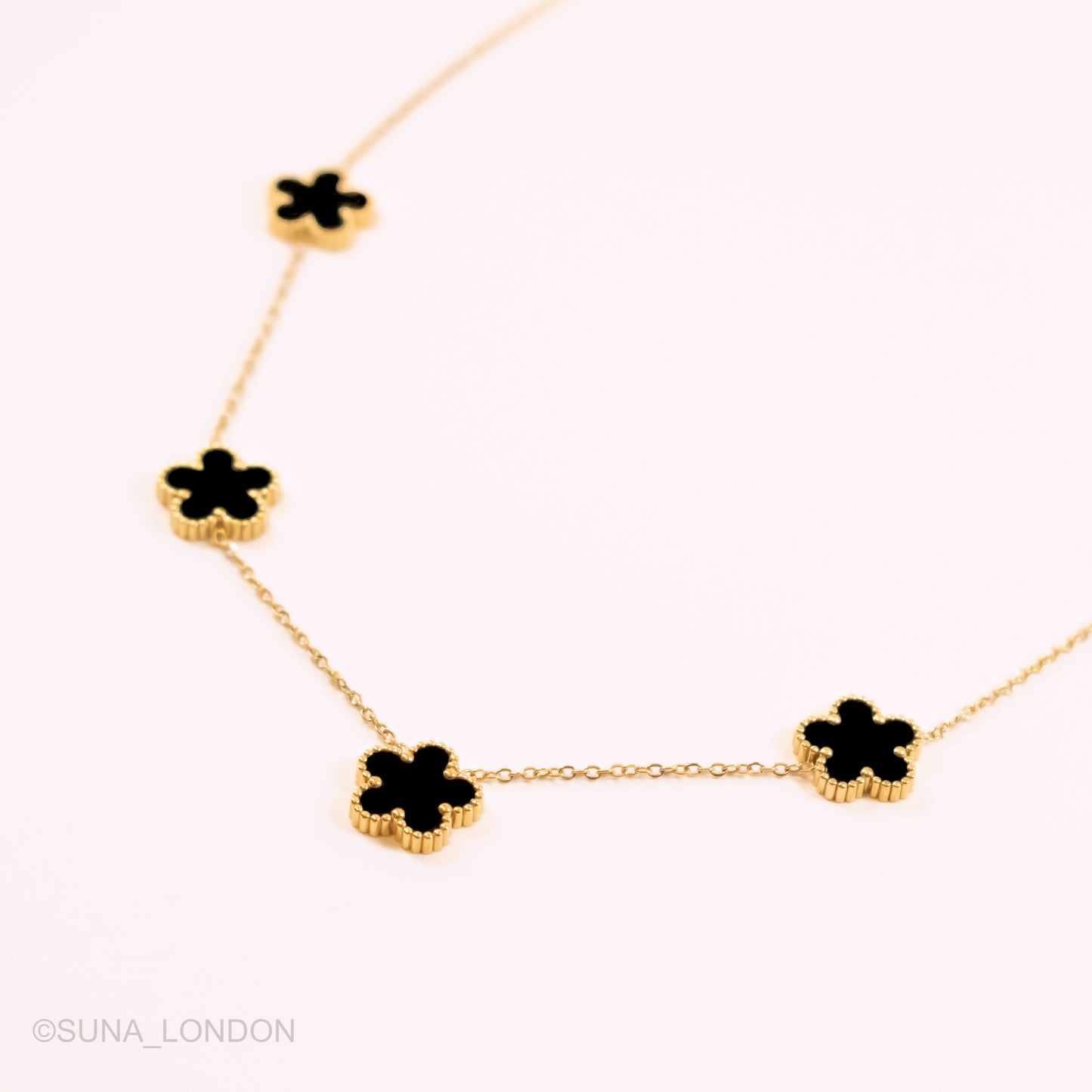 Five Black Clover Necklace