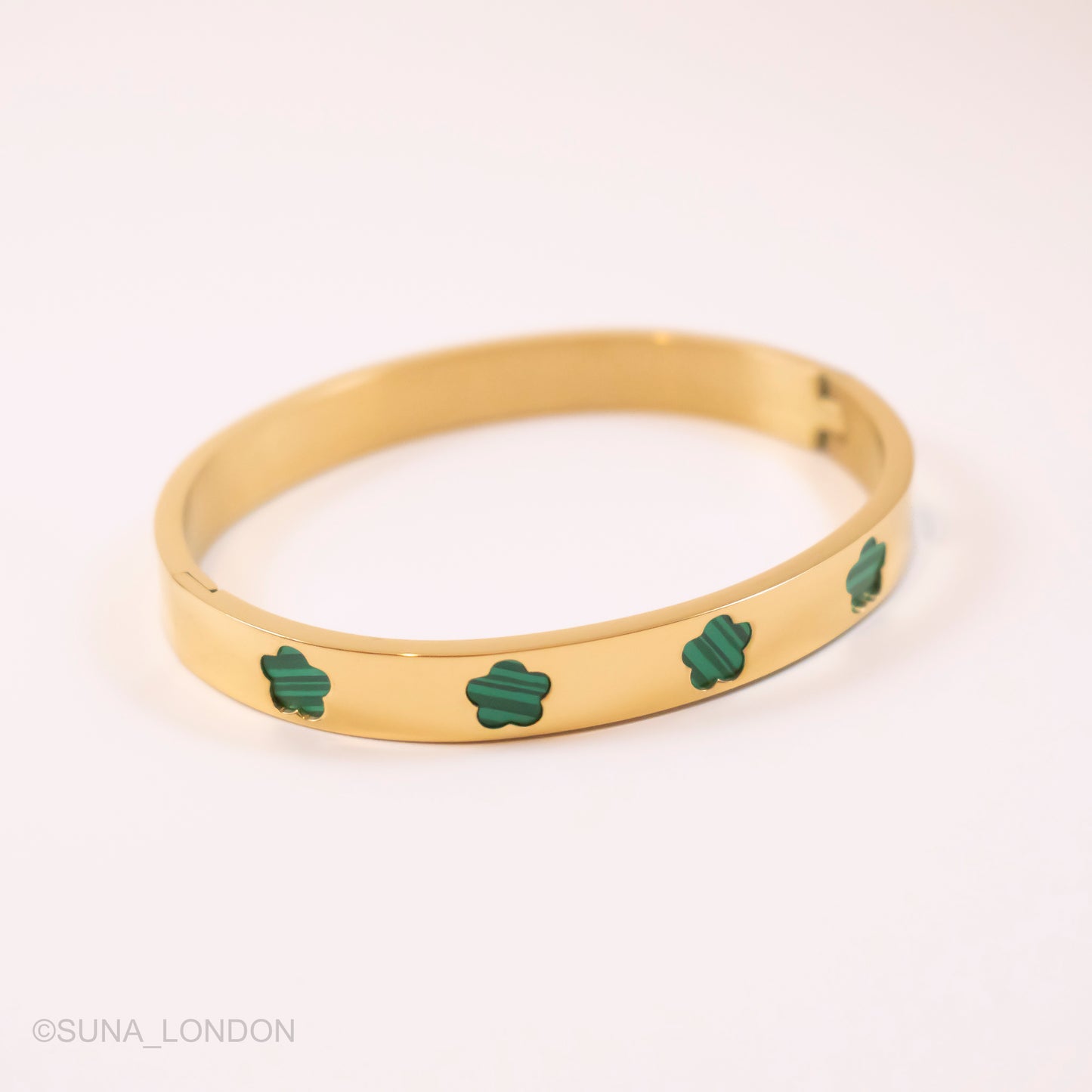 Green Clover Bangle Bracelet