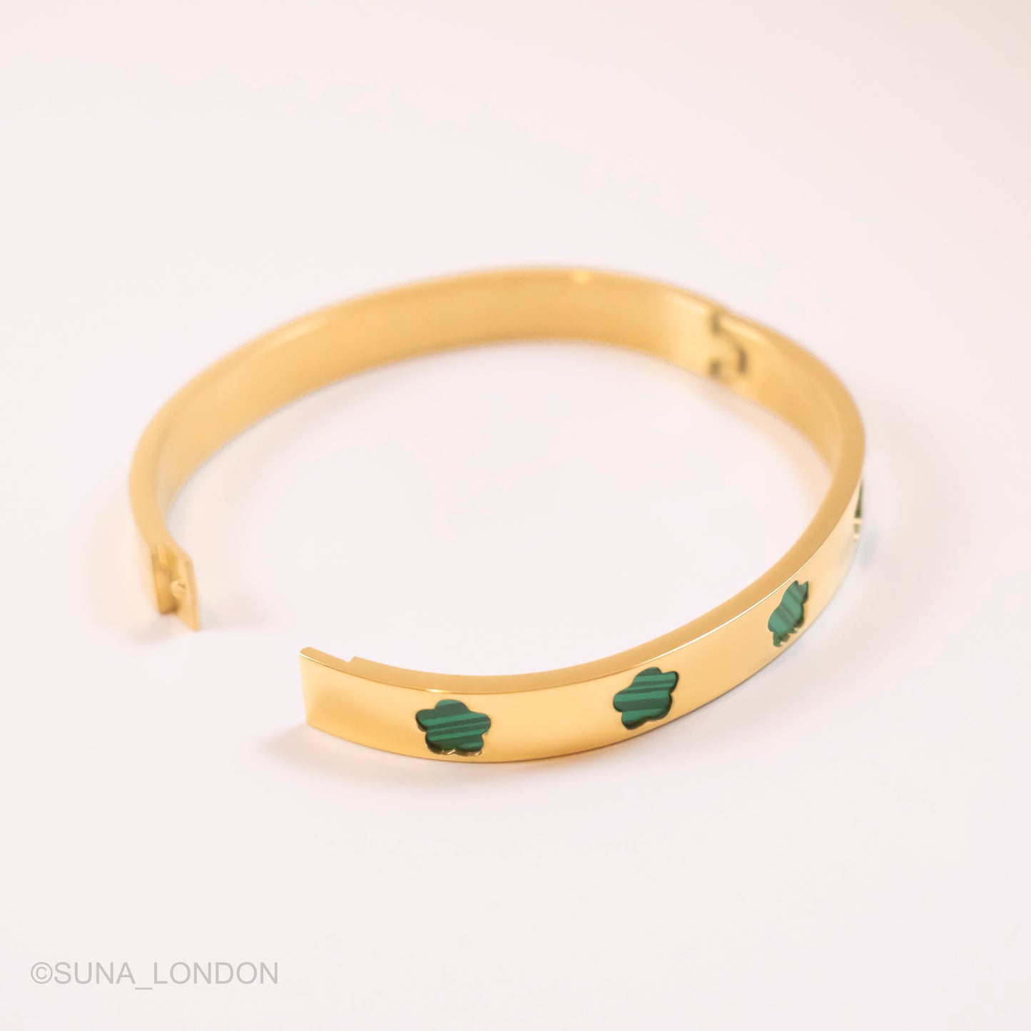 Green Clover Bangle Bracelet